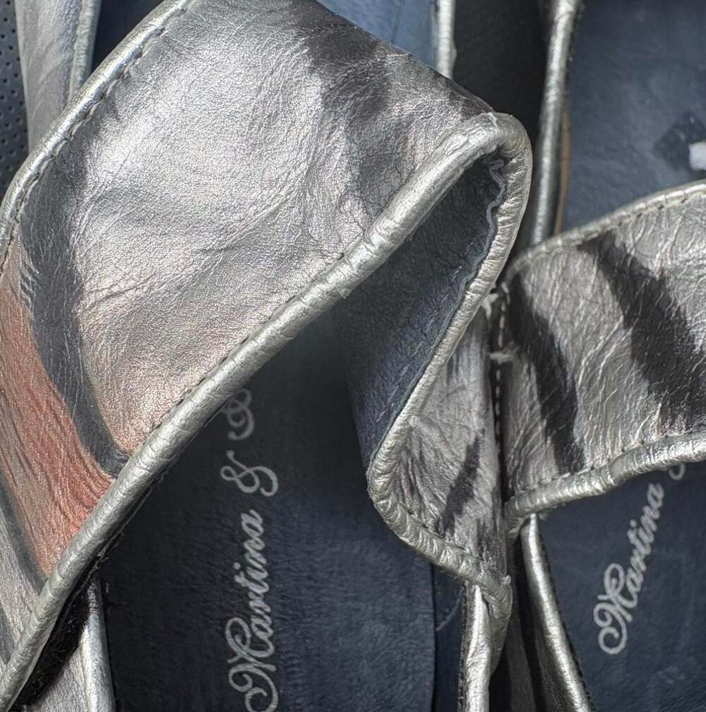 Martina & Co Metallic Marbled Mary Jane Chunky Heels Size 38 - Picture 4 of 5
